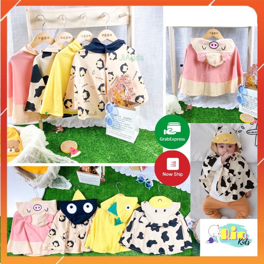 Áo choàng chống nắng Minky Mom hình động vật cho bé từ 7 đến 21kg. Áo khoác cánh dơi cho bé - Riokids