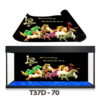 Tranh 3D dán bể cá Mã đáo tài lộc, tặng kèm đồ dán siêu nét, đa dạng kích thước
