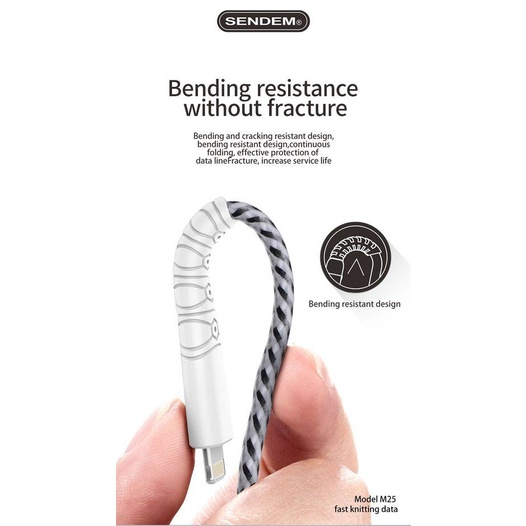 Cáp sạc Sendem M25 3A bọc dù chống gãy