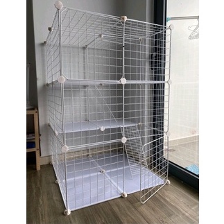 &lt; Tặng Dây Rút &gt; Combo Chuồng Mèo 3 tầng (3x2x2) - Tự lắp ghép bằng lưới sắt chắc chắn.