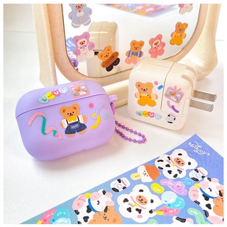 Tấm sticker gấu dễ thương decor toploader, trang trí