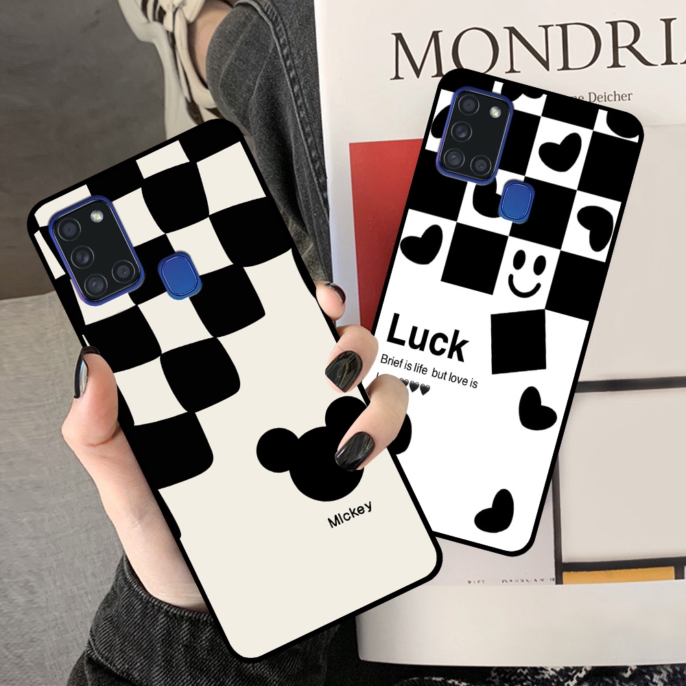 Ốp lưng Samsung A21s - M21 - M30s in hình sọc caro, họa tiết đen trắng dễ thương