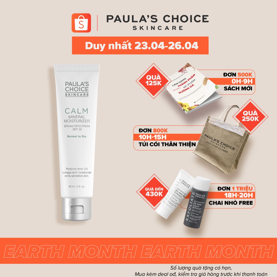 Kem chống nắng chống lão hóa dành cho da khô Pau's Choice Calm Mineral Moisturizer SPF 30-60ml 9130