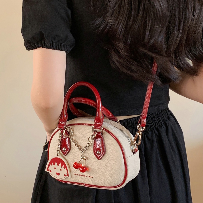 Túi Xách Da Bóng Họa Tiết Cherry Maruko Đáng Yêu Thời Trang Cho Nữ