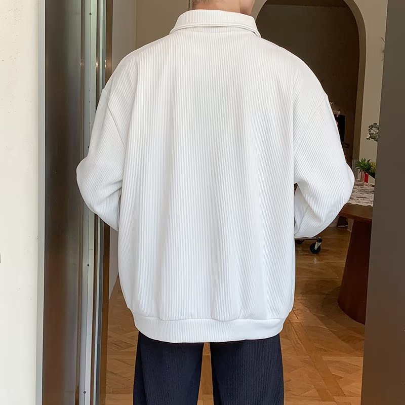 Áo Thun polo Cao Cấp Có Khóa Kéo Nửa Màu Sắc Tươi Sáng Phong Cách Đường Phố Ruffian 4 Màu M-2XL