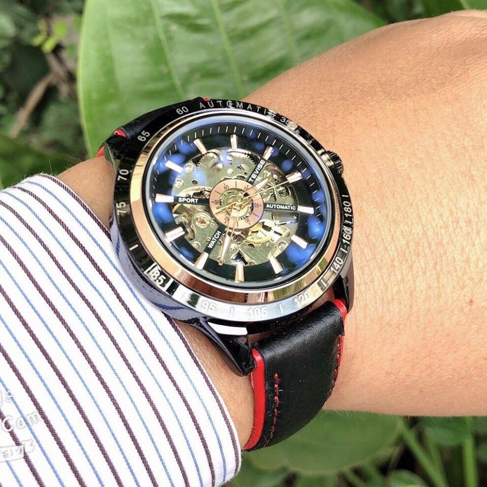 Đồng hồ nam Tevise cơ lộ máy Nhật chính hãng 829 automatic chống xước - chống nước, dây da mềm cao cấp