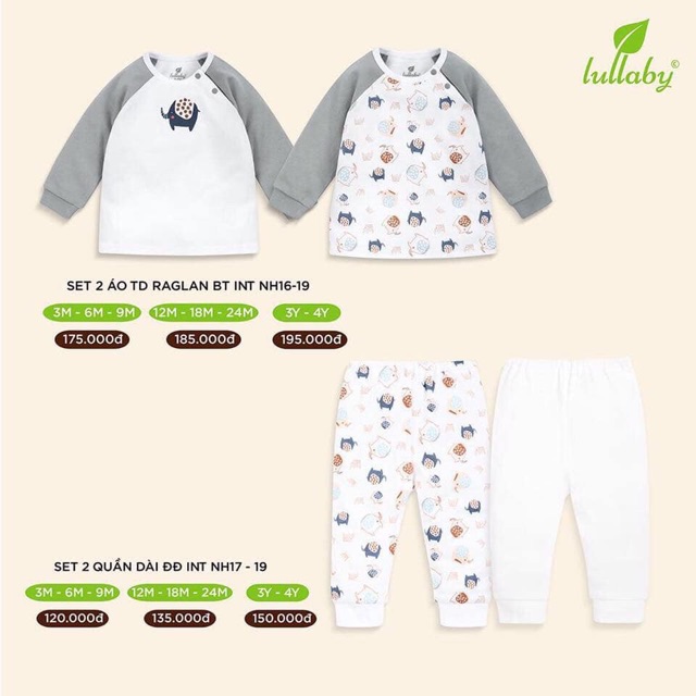 Set 2 bộ/ quần bé trai Lullaby sale 2x%