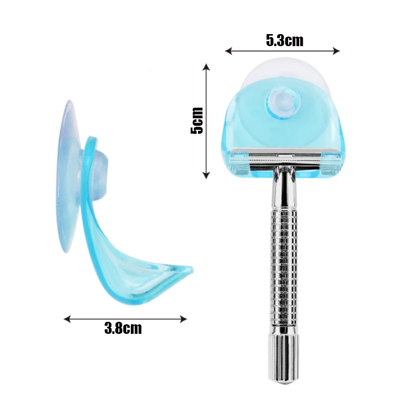 Giá Đỡ Dao Cạo Râu Có Giác Hút Gắn Tường Bằng Nhựa Trong Suốt Thông Dụng Cho Nhà Tắm