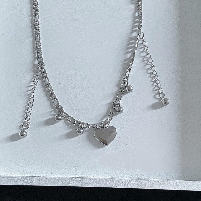 Vòng cổ choker bằng thép titan không phai màu mặt hình trái tim phong cách cá tính 22514