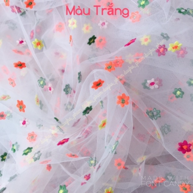 [HOA THÊU]VẢI LƯỚI THÊU HOA 5 CÁNH NHÍ ?