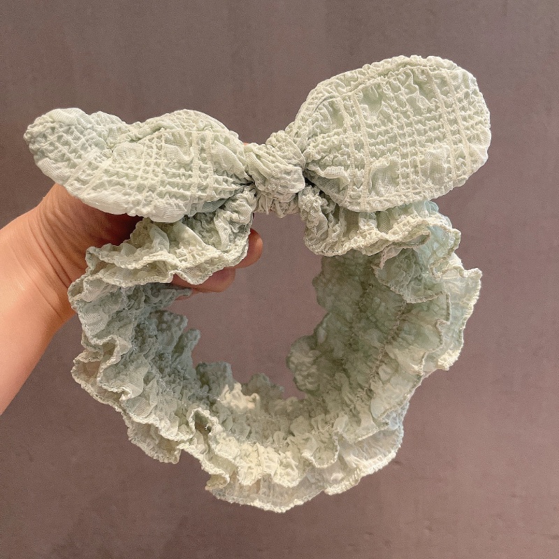 Băng Đô Nơ Vải Chiffon Màu Trơn Phong Cách Hàn Quốc