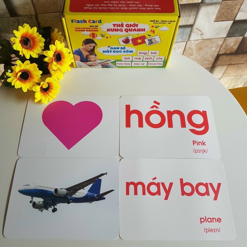 Bộ Thẻ Học Thông Minh Flash Card Loại Thẻ To A5 Song Ngữ Anh Việt