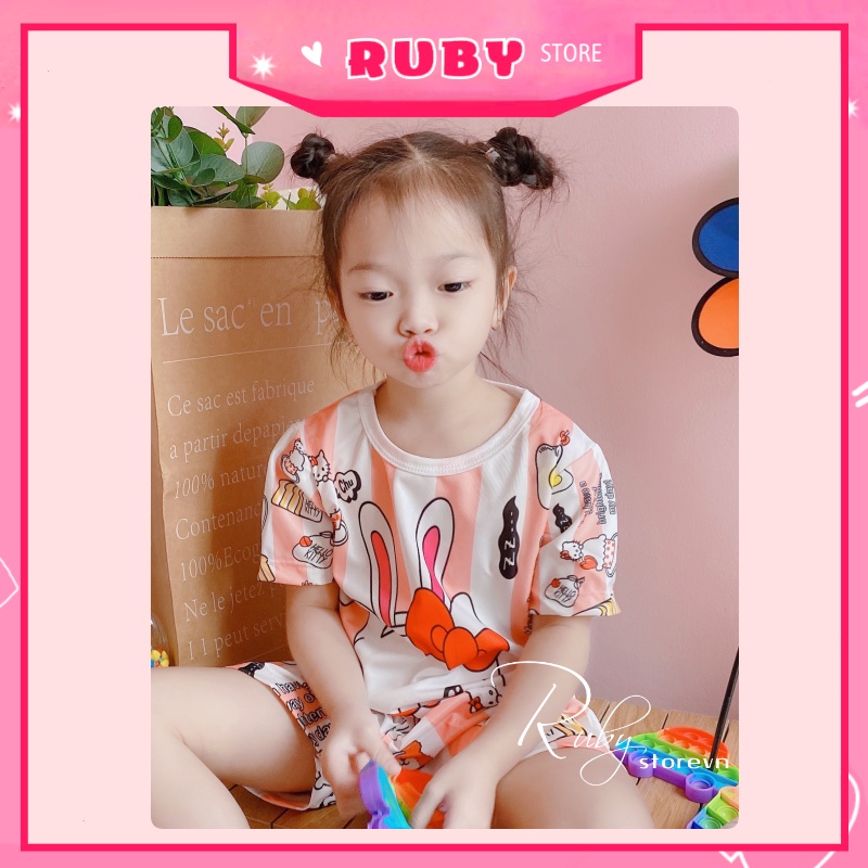 [Đồ bộ gia đình] Đồ bộ thun đùi in hình Hello Kitty Hoạt hình dễ thương chất thun mềm mát size đến 60kg DBRBD SIZE 4 - L