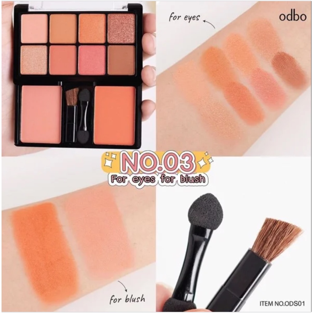 Bảng Phấn Mắt Kiêm Má Hồng 8 Ô Odbo For Blush For Eyes + 2 Ô Má Hồng