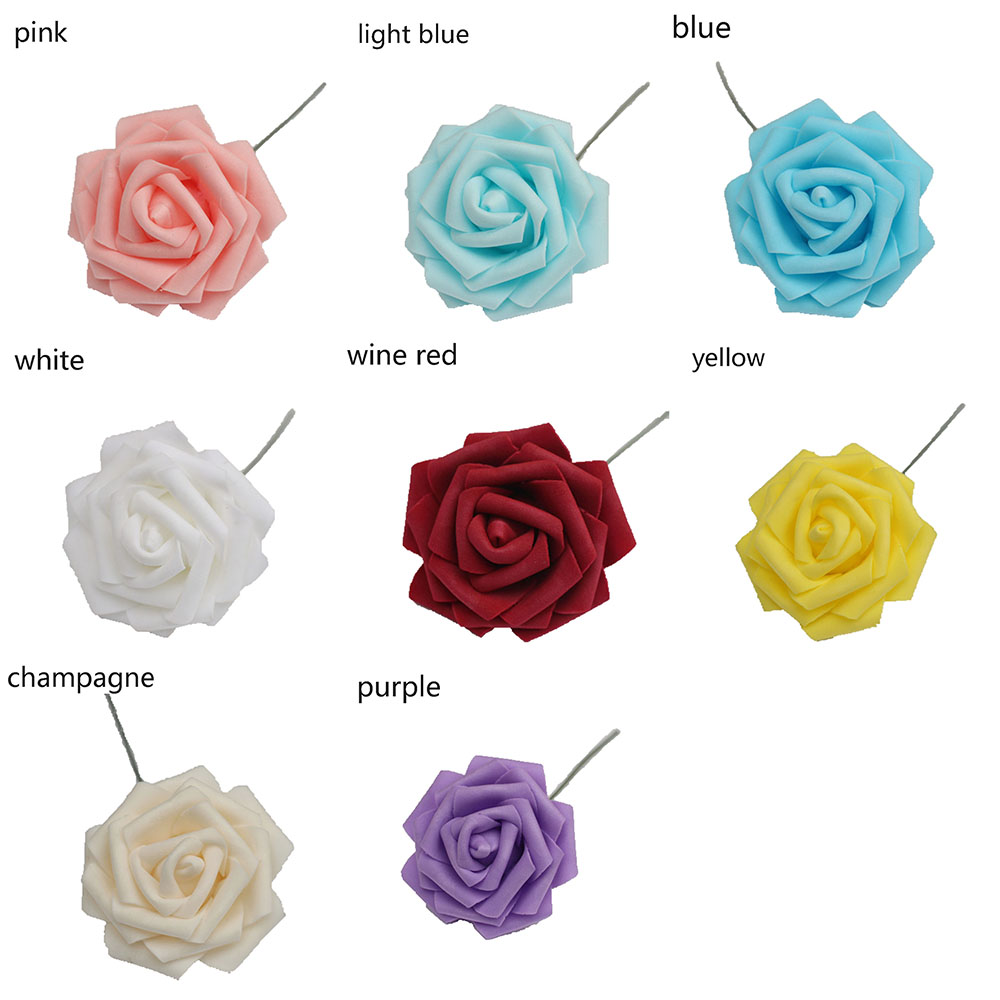 Set 10 bông hồng giả nhiều màu dùng trang trí tiệc cưới