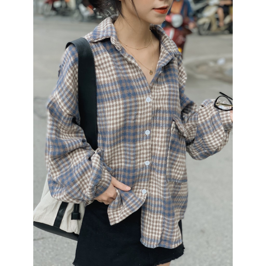 [Mã WASKT304 giảm 15% tối đa 30K đơn 99K] Áo sơ mi kẻ túi ngực SA398 1994closet | BigBuy360 - bigbuy360.vn