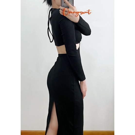 Đầm Body Dài Khoét Eo Cao Cấp Sang Xịn  KED