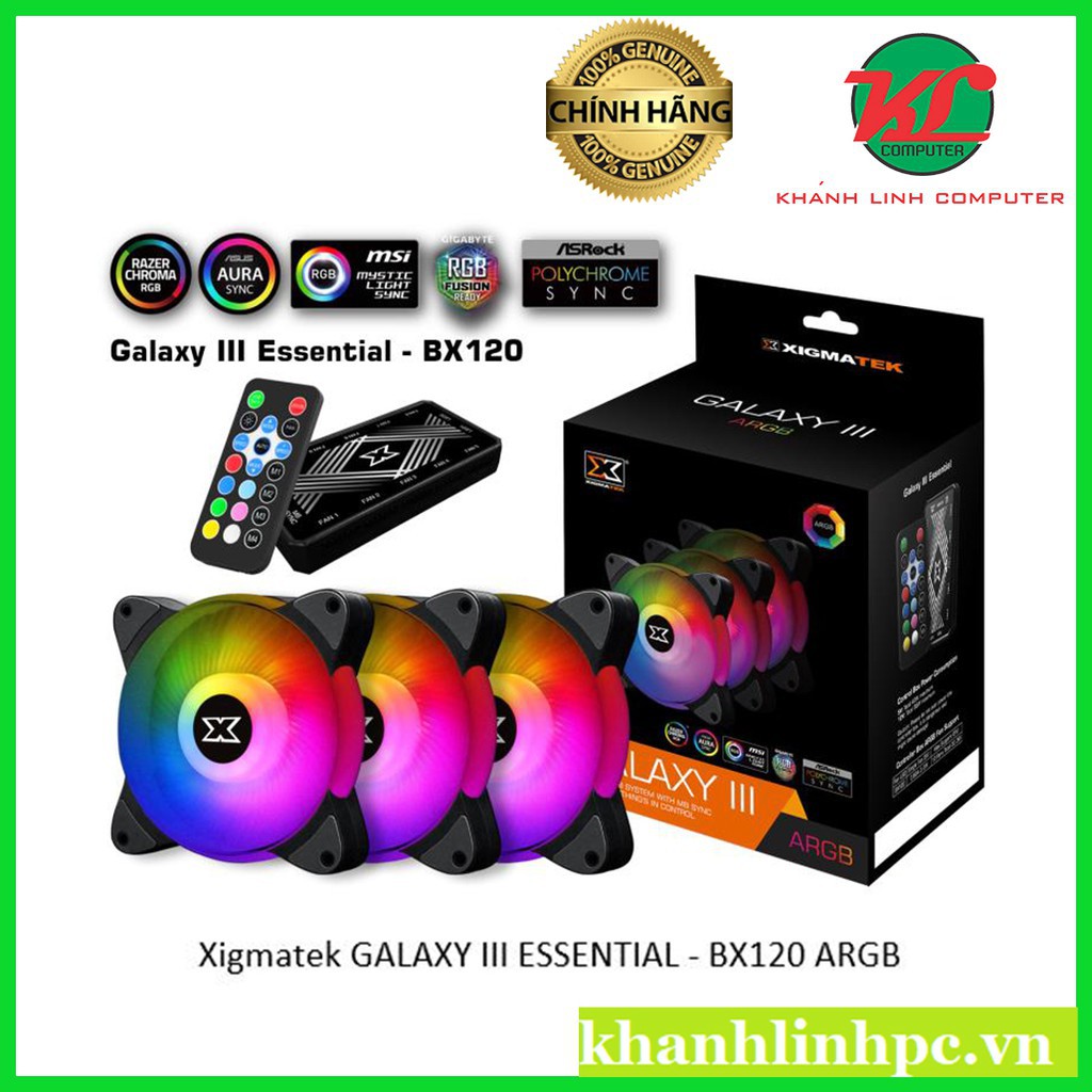 Bộ 3 fan case Xigmatek GALAXY III ESSENTIAL - BX120 ARGB Led RGB mới 100% Chính Hãng 95