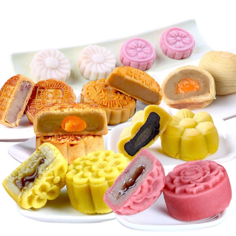 Khuôn Ép Làm Bánh Trung Thu Hình Hoa Và Ong 50g