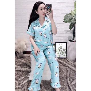 BỘ LỤA GẤM TAY NGẮN QUẦN DÀI