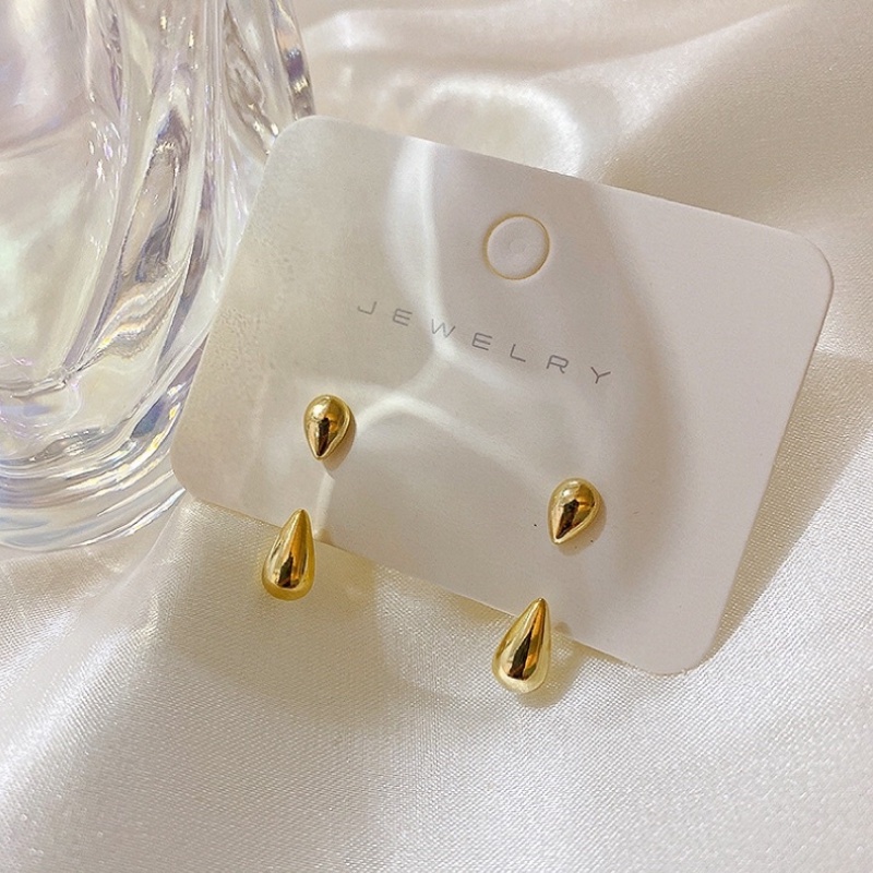 Bông Tai Mạ Bạc 925 14K Hình Giọt Nước Phong Cách Hàn Quốc