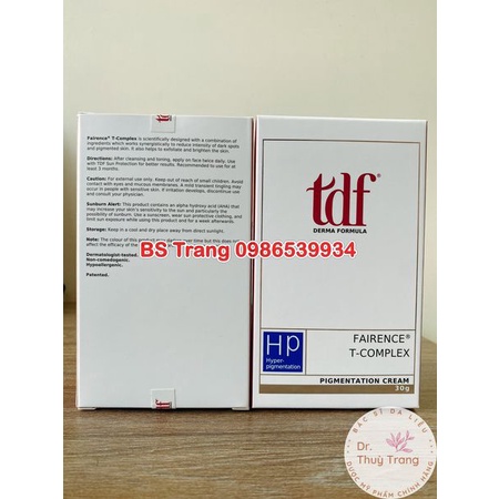 TDF Fairence T Complex Kem giảm nám, xoá vết thâm và  tàn nhang giúp da trắng sáng hiệu quả
