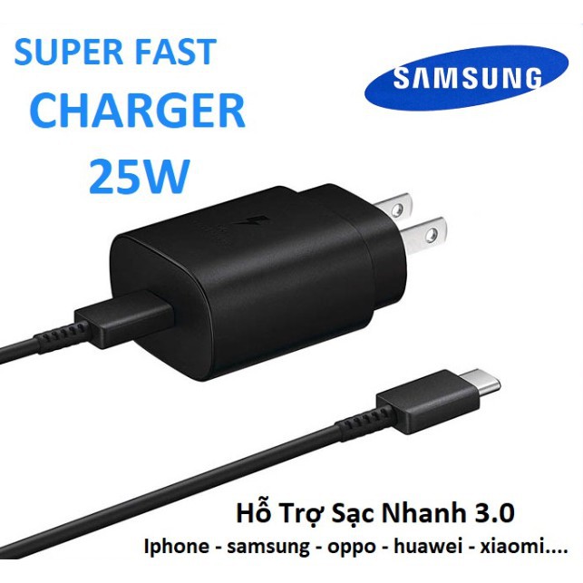 (Chính hãng xuất Mỹ) Sạc nhanh Samsung 15W 25W type C fast charing Note8,Note9,Note10,Note20,S8,S9,S10,S20,S21phukienace