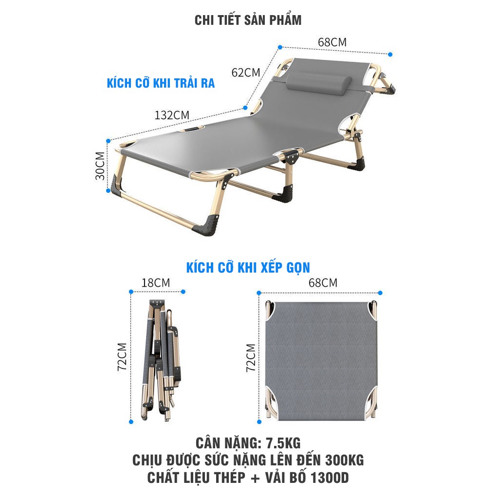 Giường Nệm Hơi Xếp Gọn Dễ Dàng Tháo Rời Và Vệ Sinh Kích thước 200x70cm