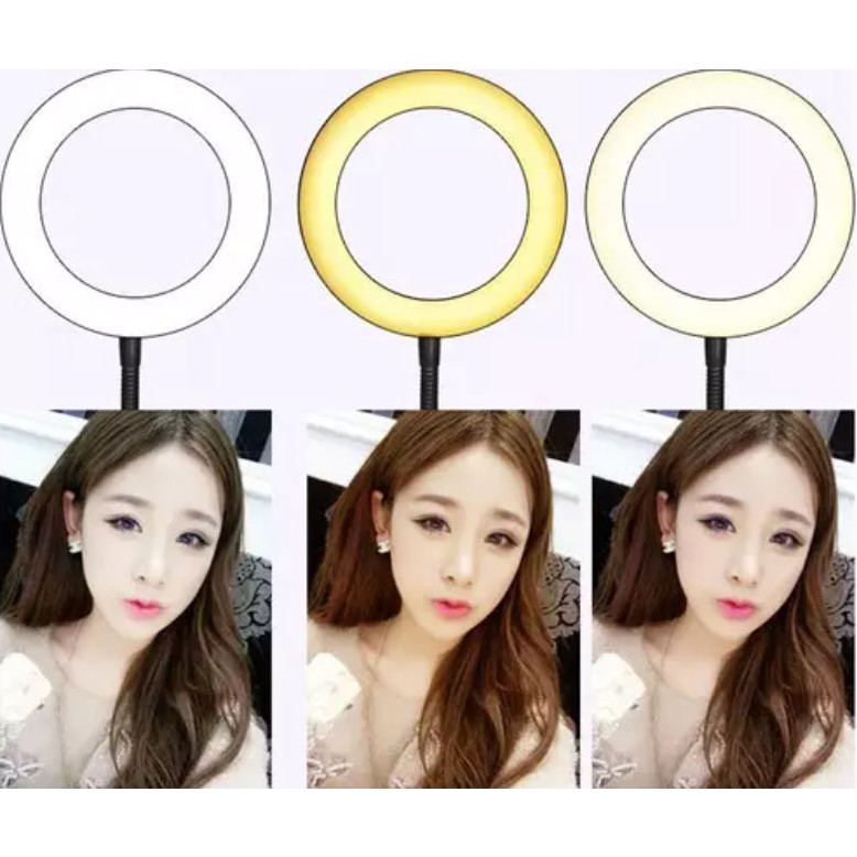 Đèn led livestream để bàn mini tích hợp 2 giá đỡ điện thoại kiểu chữ T