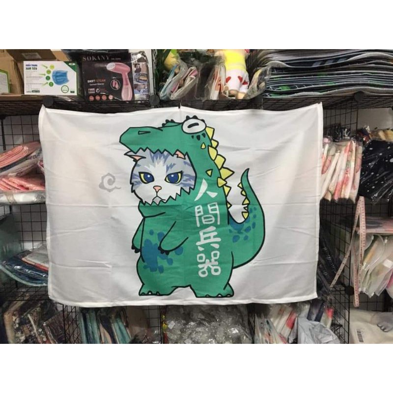 (SẴN - CUTE) Thảm treo tường mèo khủng long siêu ngầu