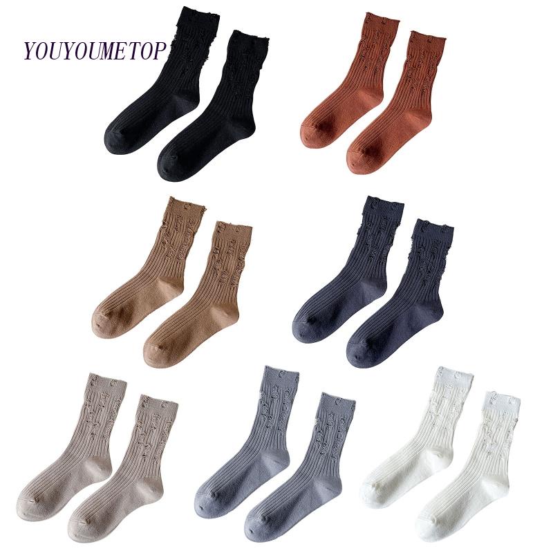 Vớ Cotton Mềm Mại Màu Trơn Phong Cách Gothic Thời Trang Cho Nữ