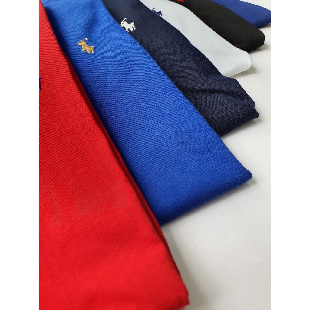 Áo cotton cổ tròn Polo thêu cờ nhiều màu