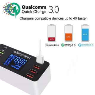 8 port led display qc3.0 usb charger multiple charging station hub phone charger dock - eu