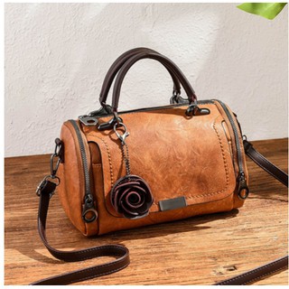 [hàng order] MS211 Túi trống nữ gắn hoa hồng