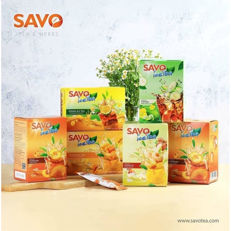 Trà SAVO Icetea hòa tan 240g (Xoài, Dâu, Vải, Chanh, Bí đao, Đào)