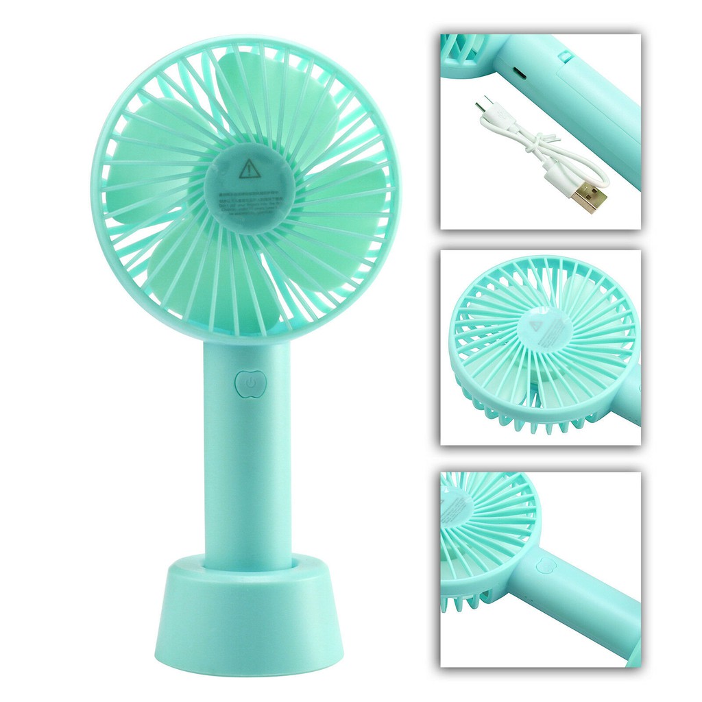 Quạt Mini Cầm Tay 4 Cánh 3 Tốc Độ Gió Có Đế Để Bàn Kèm Pin Sạc - Quạt Để Bàn Tiện Dụng | BigBuy360 - bigbuy360.vn