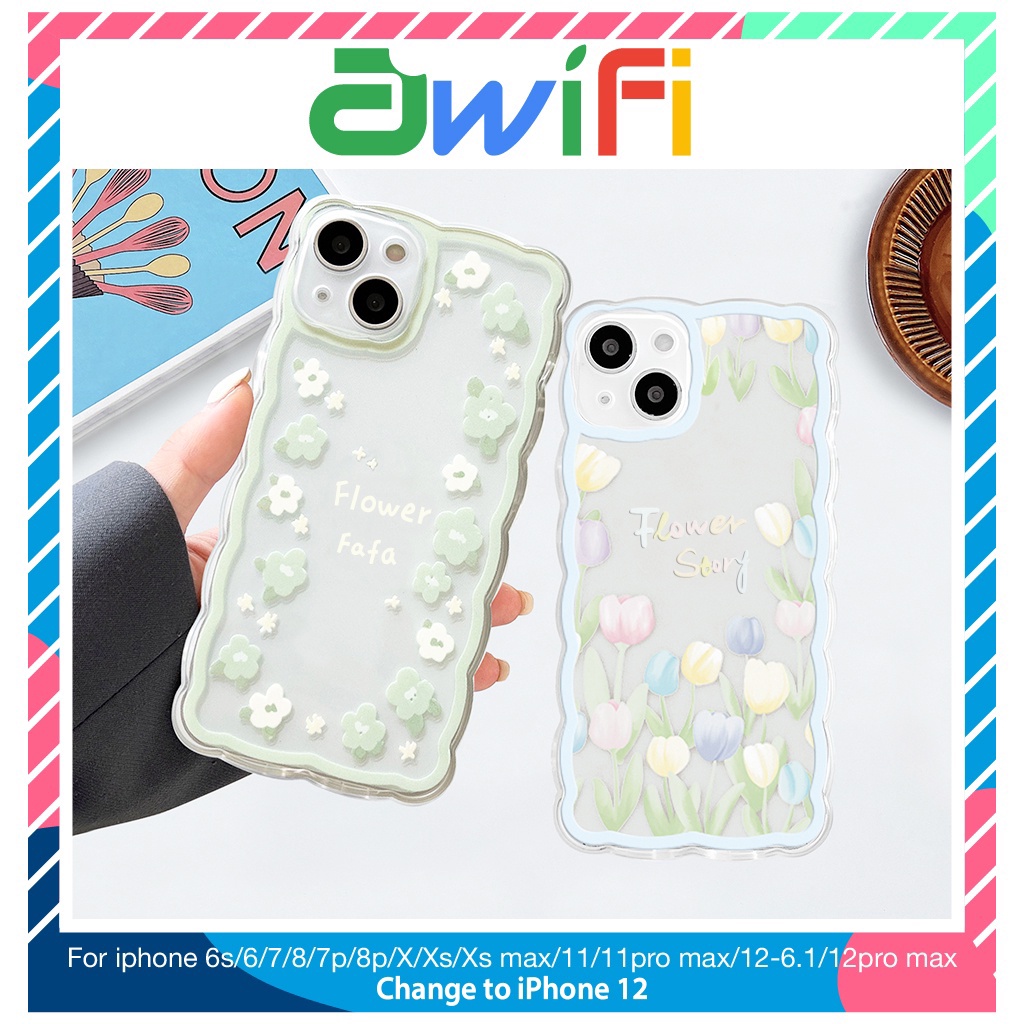 Ốp lưng iphone trong lượn sóng tulip flowers 6/6plus/7/7plus/8/8plus/xs/11/12/13/pro/max/plus/promax-Sale Hot C3-3