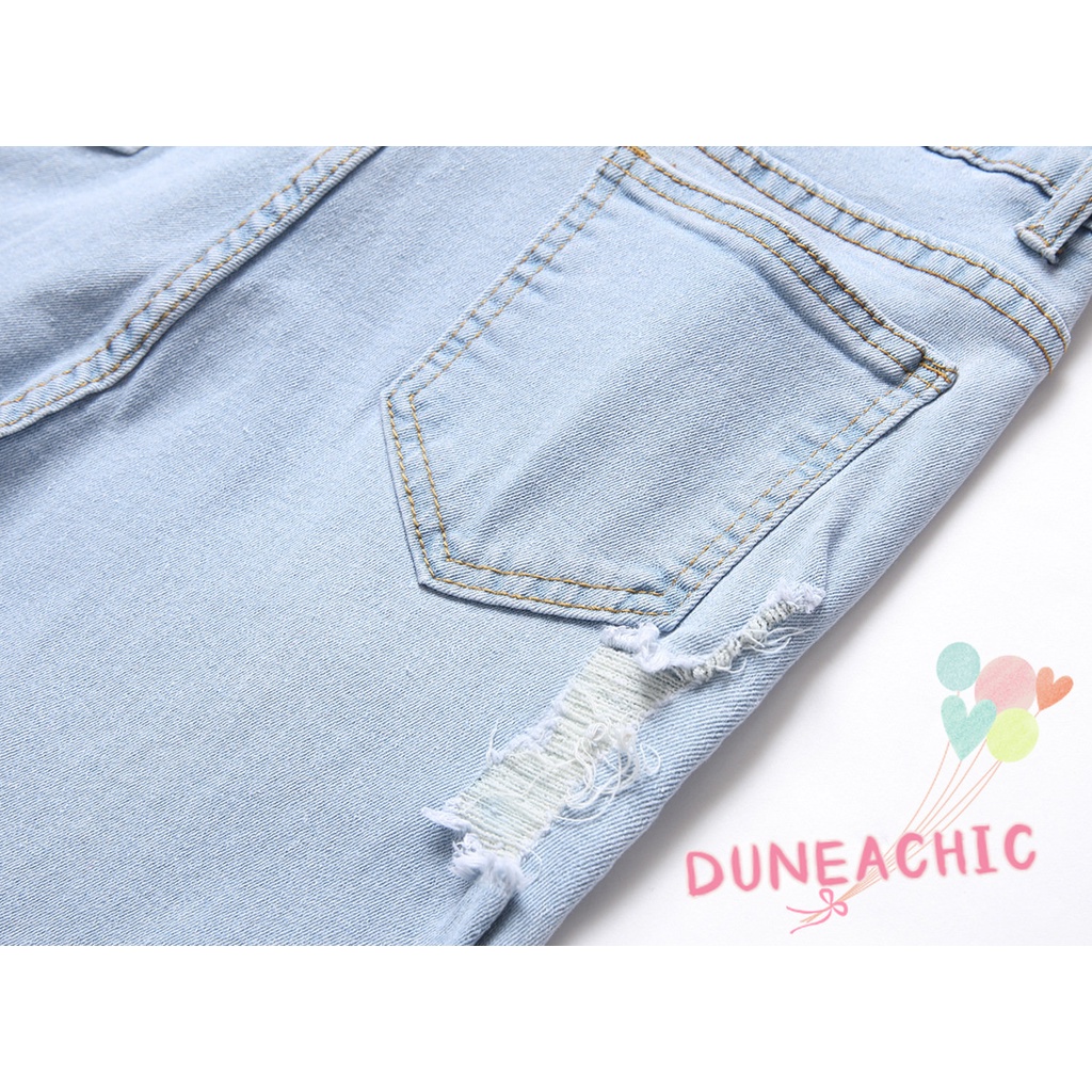 Quần jean DUNEA ôm dáng thiết kế rách gối cá tính thời trang dành cho nữ