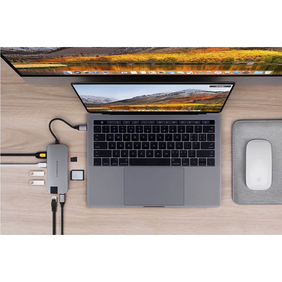 Cổng chuyển HyperDrive Slim 8-in-1 USB-C HUB cho Macbook & Devices -  Hàng Chính Hãng