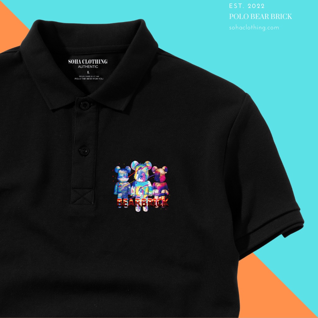 Áo Thun Polo Nam Basic cổ bẻ vải Cá Sấu chuẩn form,hình in sắc nét, BEAR BRICK-SoHa Clothing