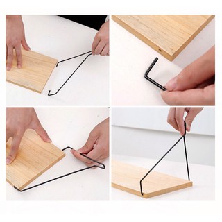 Kệ gỗ thông treo tường trang trí Hàn Quốc, gỗ thông nguyên miếng Newzealand, móc sắt treo sơn tĩnh điện