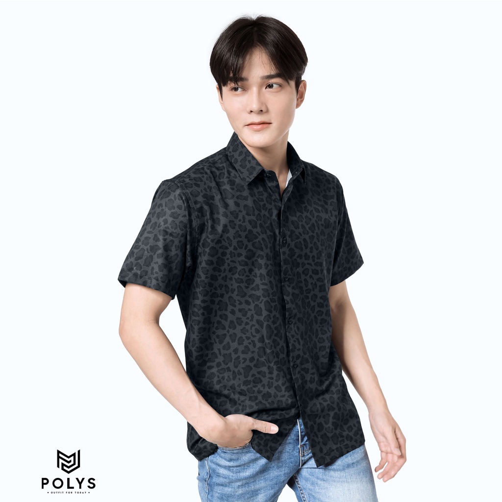 Áo sơ mi nam POLYS áo sơ mi tay ngắn họa tiết Grey Panther | BigBuy360 - bigbuy360.vn