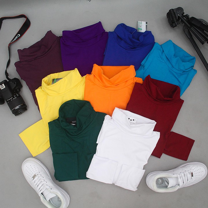 Áo cổ lọ nam dài tay ✅ Áo giữ nhiệt cổ lọ nam tay dài ôm body màu đen trắng thun cotton cao cấp | BigBuy360 - bigbuy360.vn