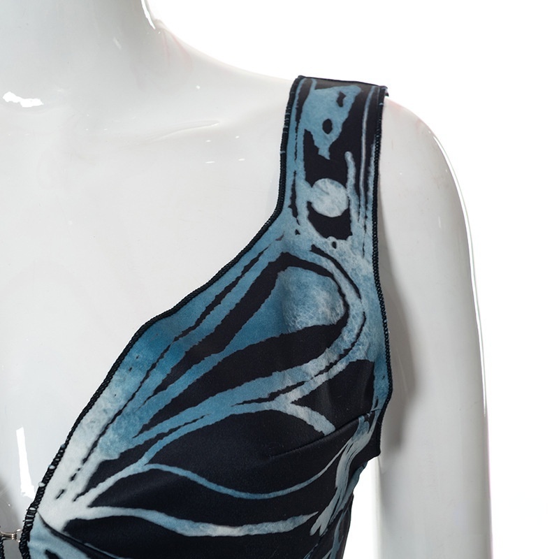 Áo Tank Top Cài Khóa In Hình Bướm Phong Cách Quyến Rũ