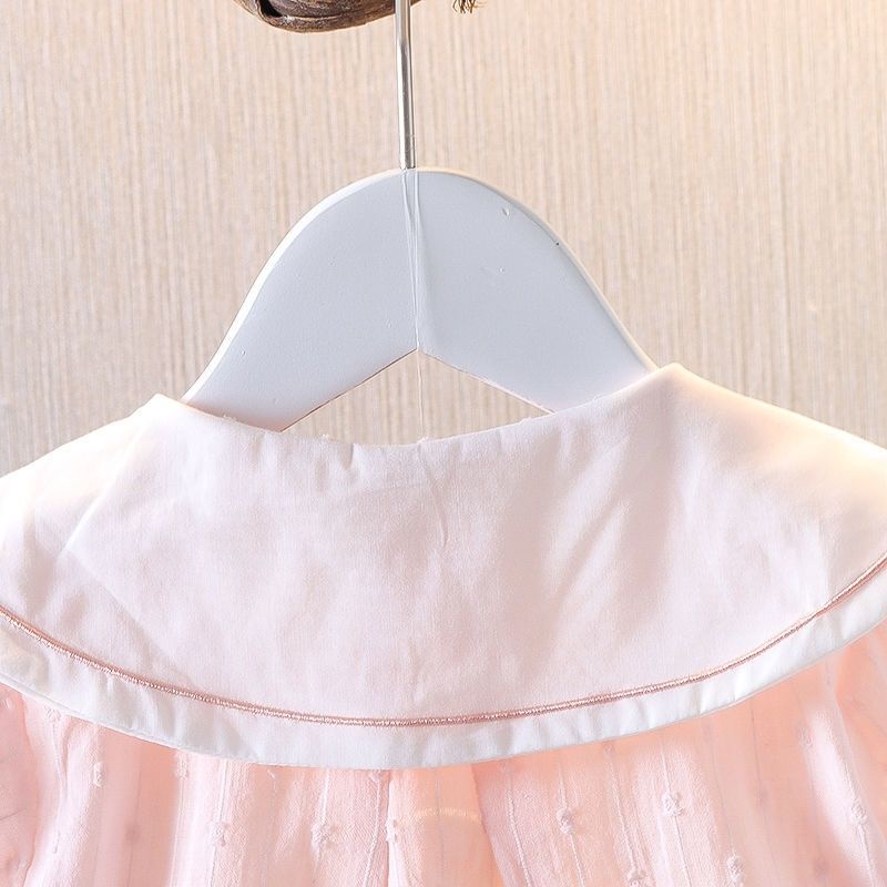 Áo Tay Ngắn Cổ Búp Bê Màu Hồng Thời Trang Mùa Hè Cho Bé Gái