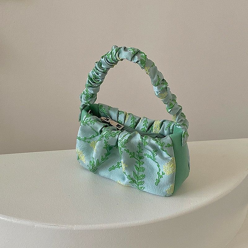 TÚI XÁCH NỮ VINTAGE XANH LÁ HOA NHÍ THÊU MÀU XANH NGỌC / TÚI KẸP NÁCH / TÚI ĐEO CHÉO