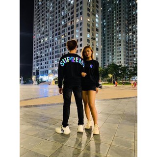 Áo Nỉ Sweater phản quang in chữ SUP sau lưng [FREESHIP] Áo sweater dày dặn, áo sweater nam nữ đẹp,áo đôi đẹp