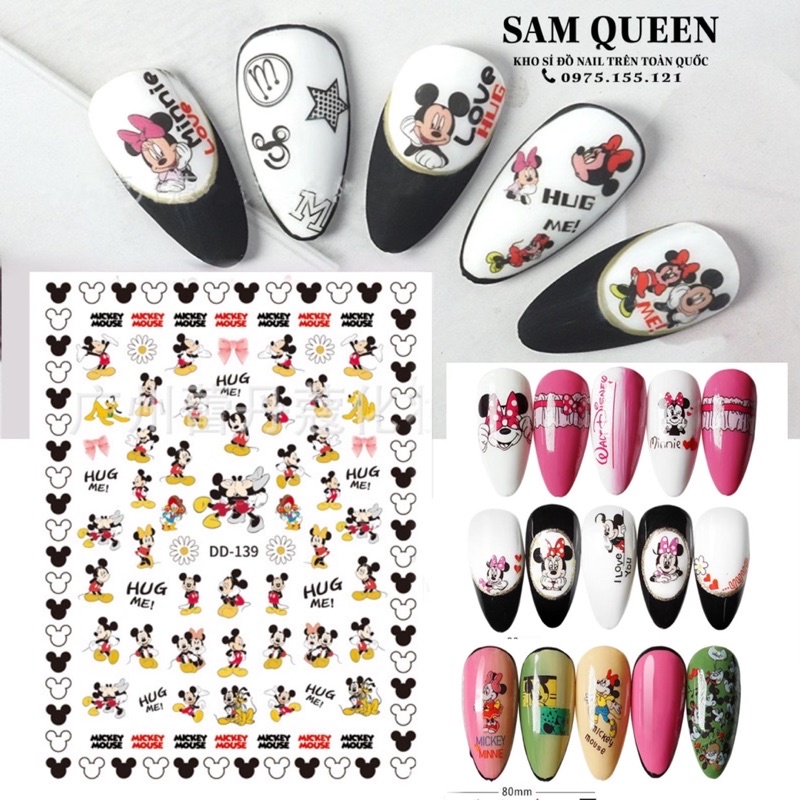 Sticker hoạt hình chuột mickey dán móng đủ kiểu
