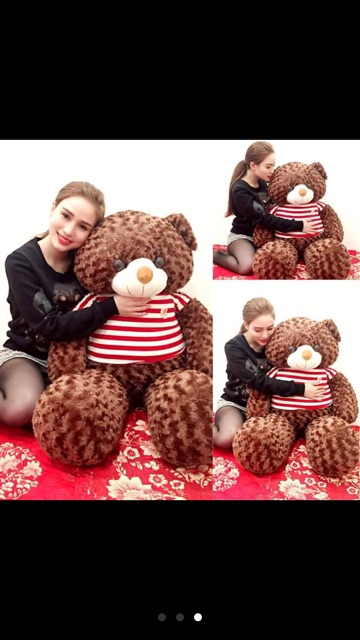 Gấu teddy nâu khổ vải 1m2 Size thật 1m