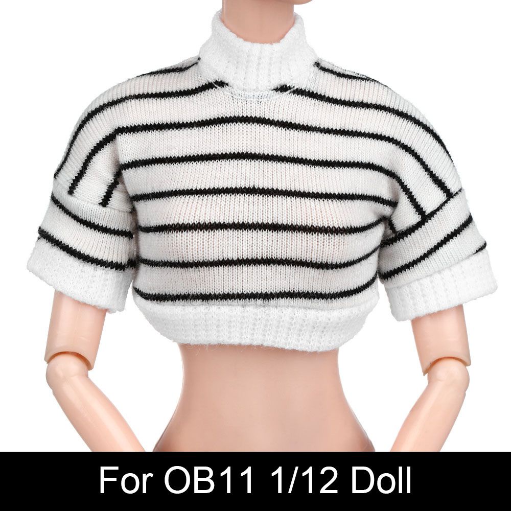 Áo sweater mini kẻ sọc cho búp bê OB11 1/12 DIY